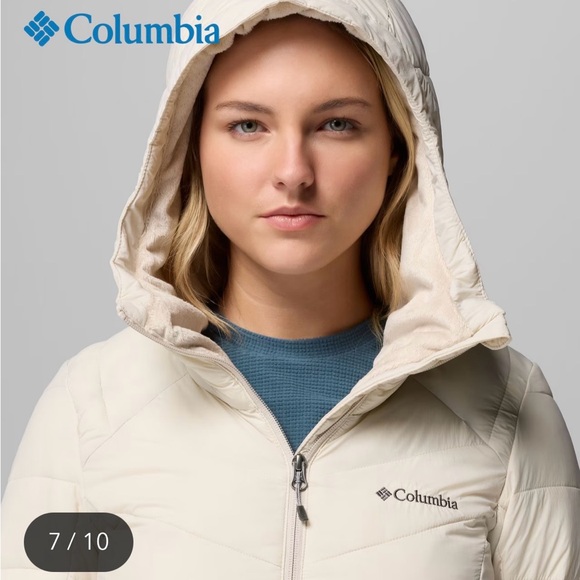 Columbia Women's Joy Peak ll Mid Cream Hooded Puffer Jacket in Medium NWT - Picture 7 of 16